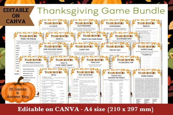 Download Thanksgiving Game Bundle - Editable - Premium Bundle