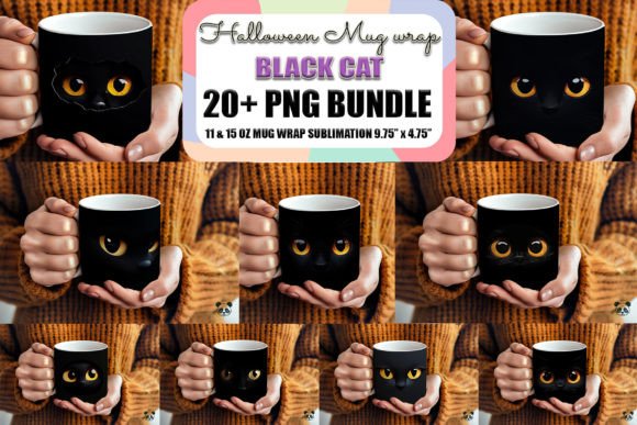 Download Halloween Black Cat 3D Mug Wrap Bundle - Halloween Collection
