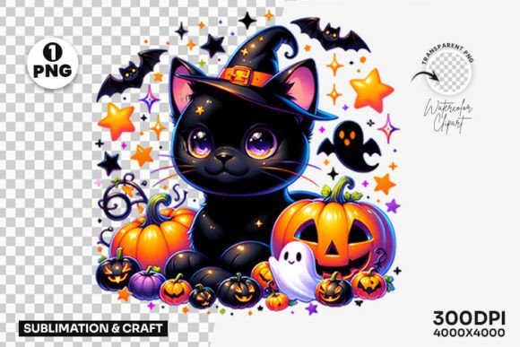 Download Halloween Black Cat Pumpkin Clipart PNG - Halloween Collection