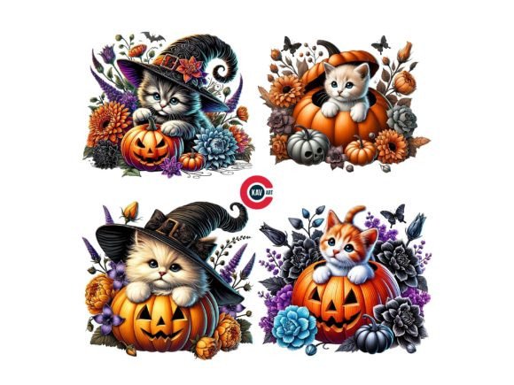 Download Halloween, Cute Cat with Pumpkin Clipart - Halloween Collection