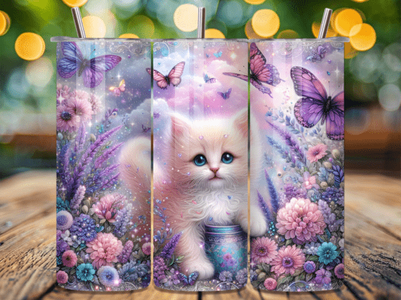 Download Fluffy Pastel Kitten Sitting Tumbler PNG - Pastel Collection