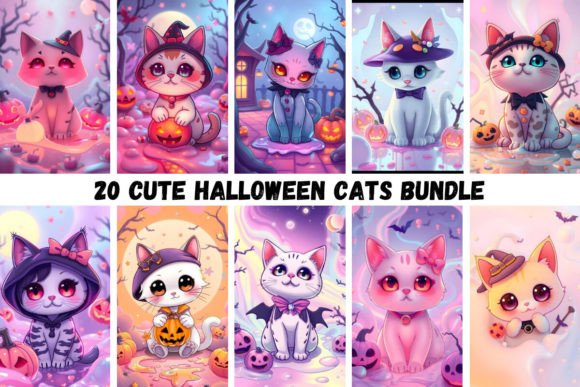 Download 20 Halloween Cats Bundle - Halloween Collection