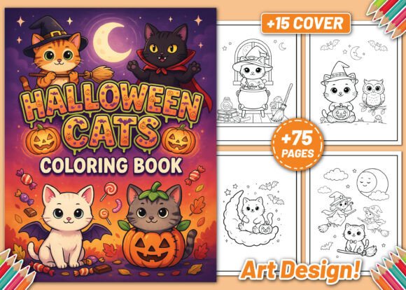 Download Halloween Cats Coloring Book for Kids - Halloween Collection