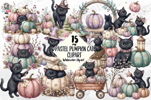 Download Pastel Pumpkin Cat Clipart PNG - Pastel Collection