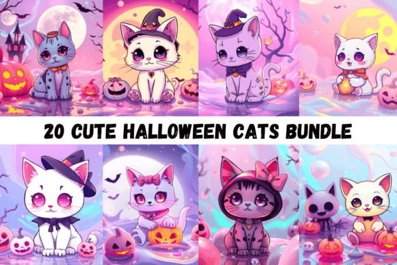 Download 20 Cute Halloween Cats Bundle - Halloween Collection