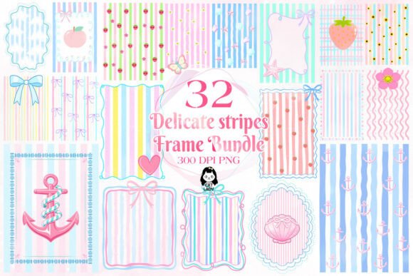 Download Pastel Stripes &amp; Frame Hand Drawn PNG - Pastel Collection