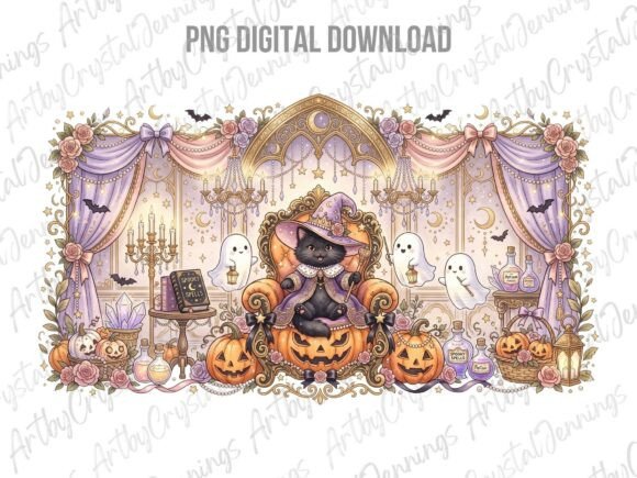 Download Spooky Pastel Cat Witch Halloween PNG - Pastel Collection