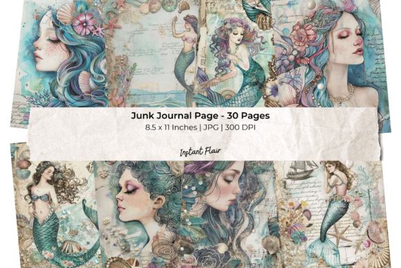 Download Pastel Mermaid Junk Journal Pages - Pastel Collection