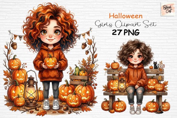 Download Halloween Girls Clipart Set PNG - Halloween Collection