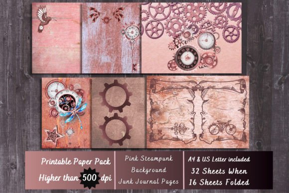 Download Pink Steampunk Pastel Digital Papers - Pastel Collection
