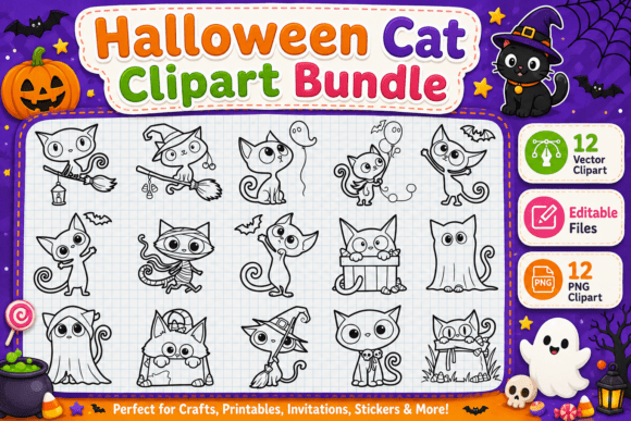 Download Halloween Cat Clipart Bundle - Halloween Collection