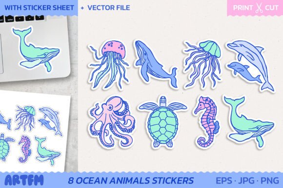 Download Ocean Animals Pastel Sticker Pack - Pastel Collection