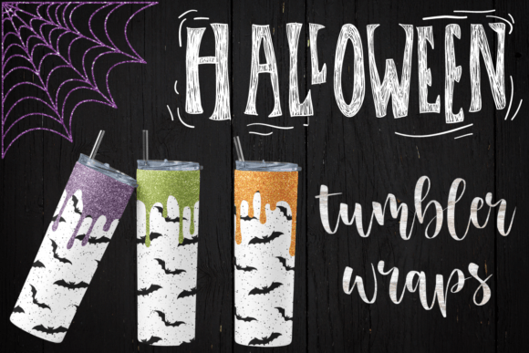 Download Halloween Glitter Drip Bats Tumbler Wrap - Halloween Collection
