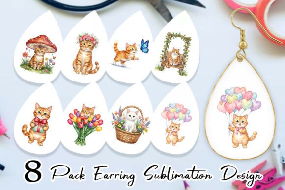 Download Pastel Garden Cat Earring PNG Design - Pastel Collection