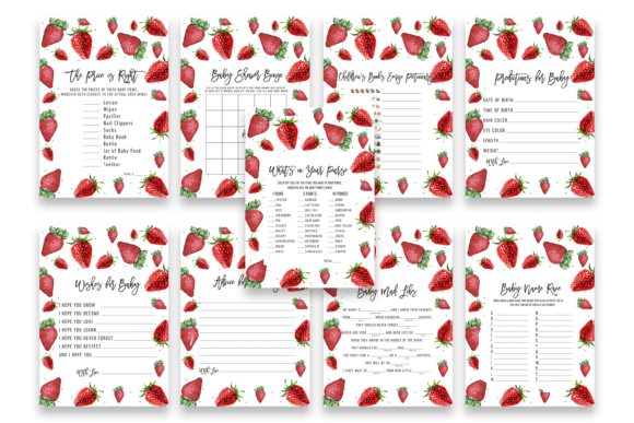 Download Strawberry Baby Shower Games - Premium Bundle