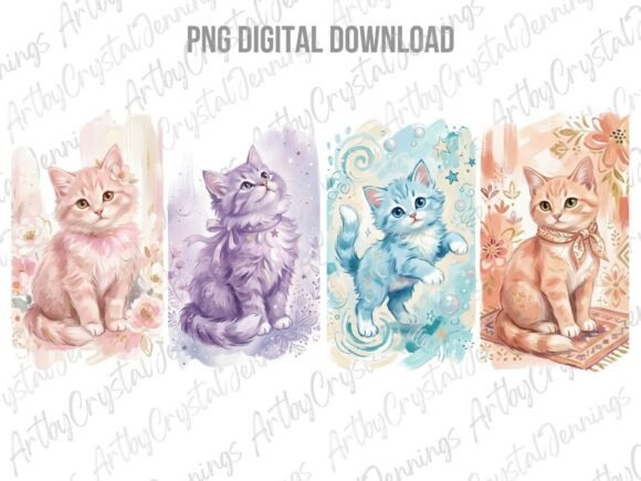 Download Watercolor Pastel Kitten Brushstroke PNG - Pastel Collection