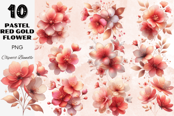 Download Pastel Red Gold Flower Shiny Blossoms - Pastel Collection